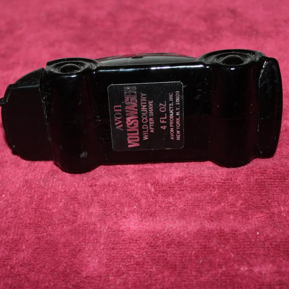 Vintage Avon Black Volkswagen Bug Glass Bottle
